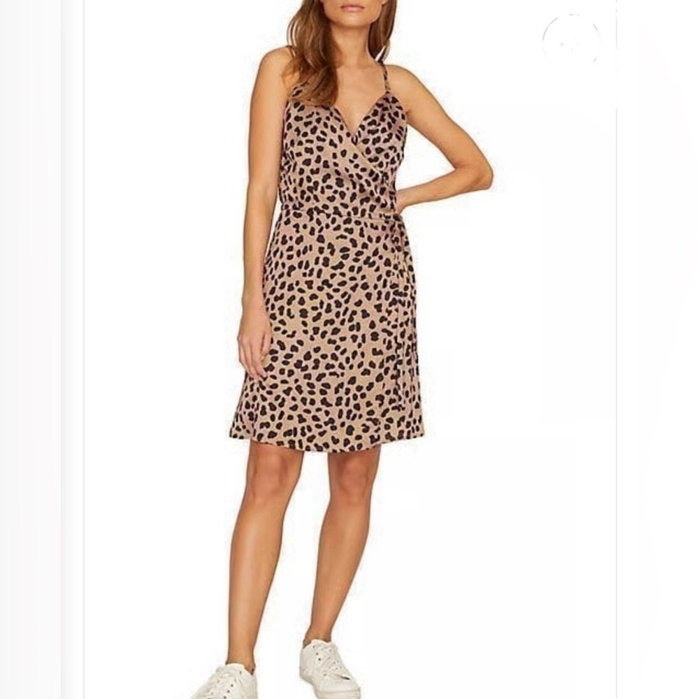 Sanctuary Wrap It Up Tank Dress Modern Spots Animal Print Tan Black XL NEW